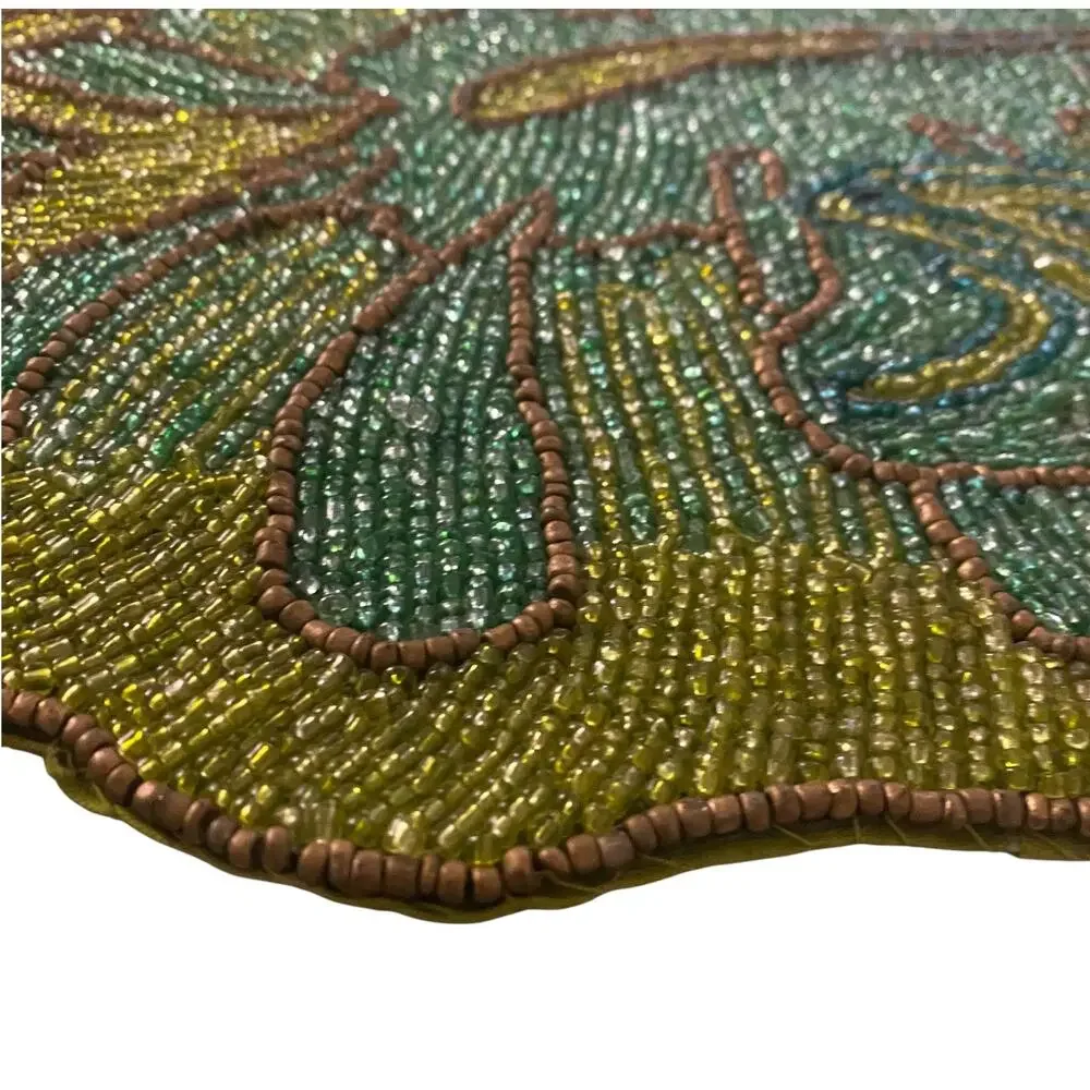 Pier 1 Imports SKU # 2510933 Beaded Palm Leaf Table Runner 100% Cotton 12